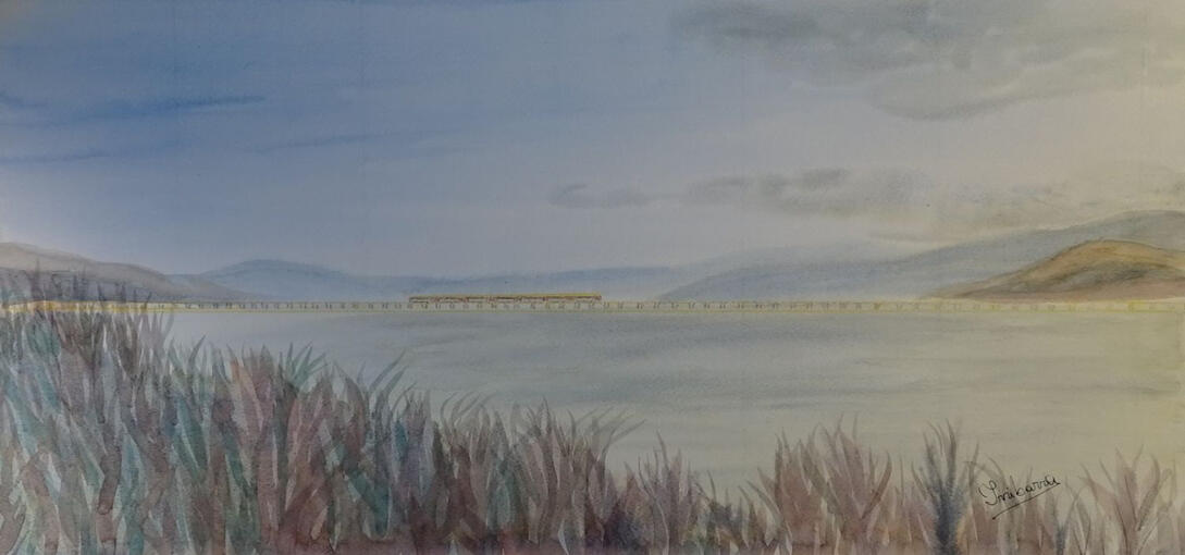 Tren Sobre el Biobío 35 cm x 50 cm